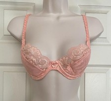 VTG Victoria s Secret GOLD LABEL Peach Lace Underwire Romantic Demi Bra 34B