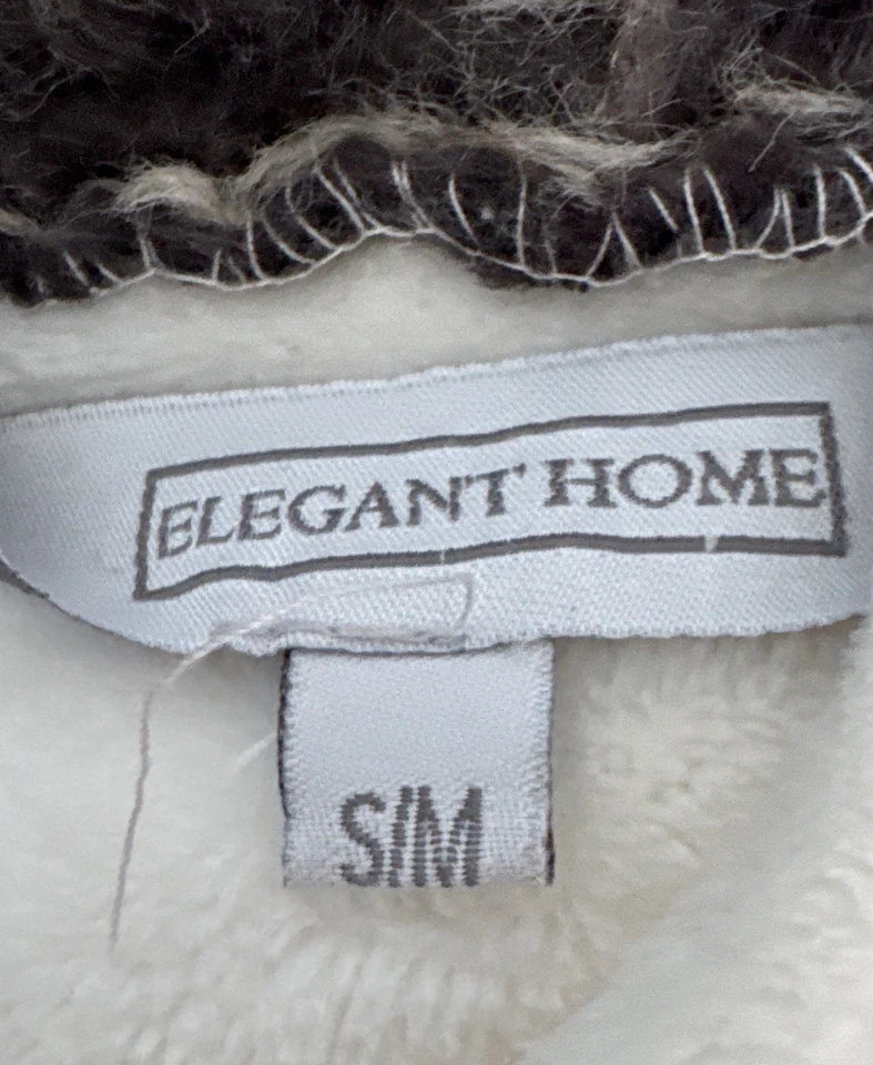 Elegant Home Women’s Plush Robe S/M White Faux Fur Trim Shawl Collar Belted Cozy - Image 3 of 4