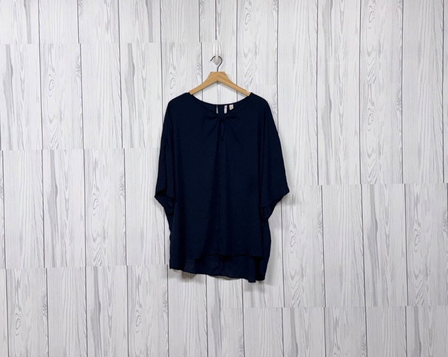 Cato blouse womens size 20W long sleeve solid navy