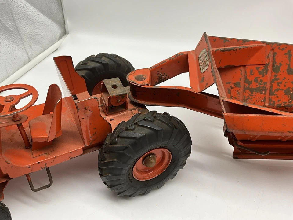 Tractor Doepke Euclid juguete movimiento de tierras 26" rojo neumáticos Goodyear de colección años 50 Foto 4 de 4