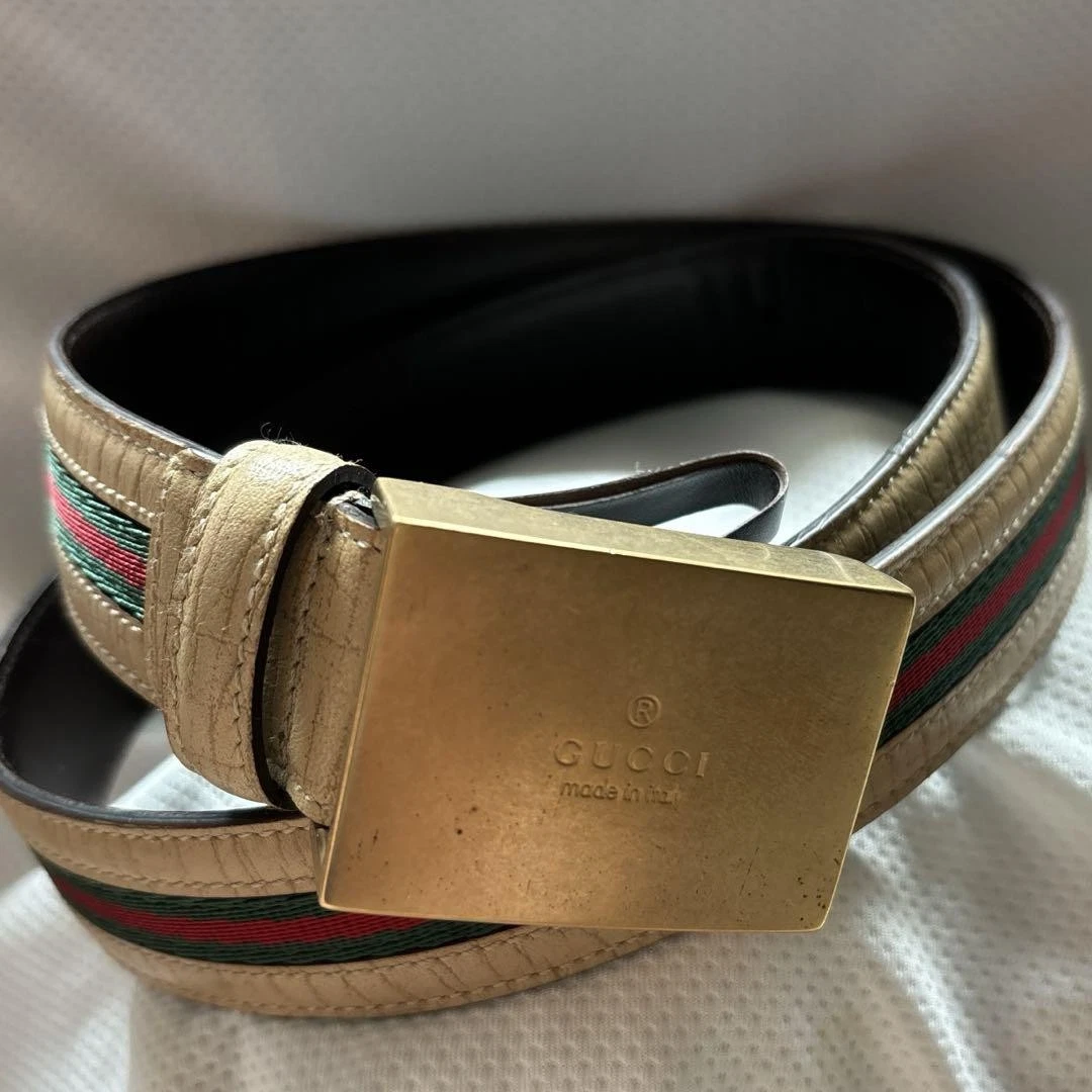 Ceinture GUCCI en cuir sherry beige 114921
