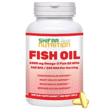 Halal Omega 3 Fish Oil Softgels | 2000mg, 50 Servings | SHIFAA NUTRITION