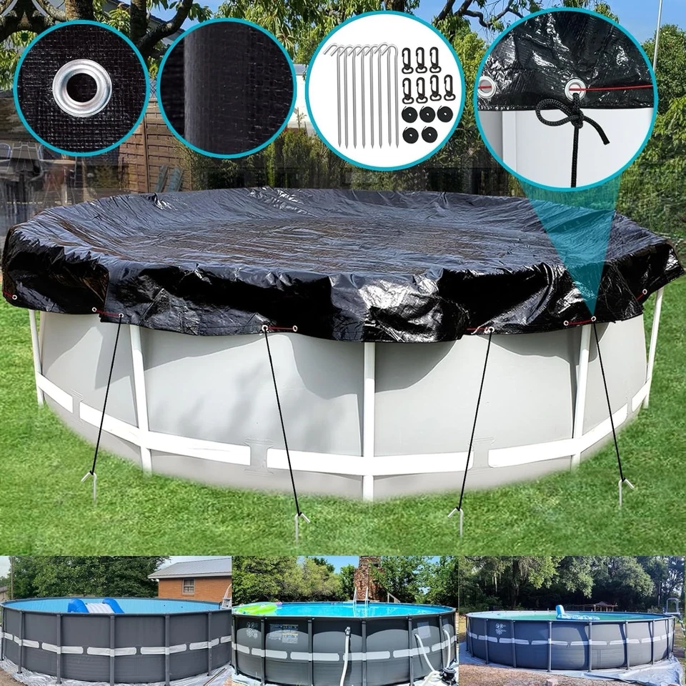 Cubierta de piscina redonda de 30 pies, cubiertas de invierno para piscinas sobre el suelo Foto 4 de 4