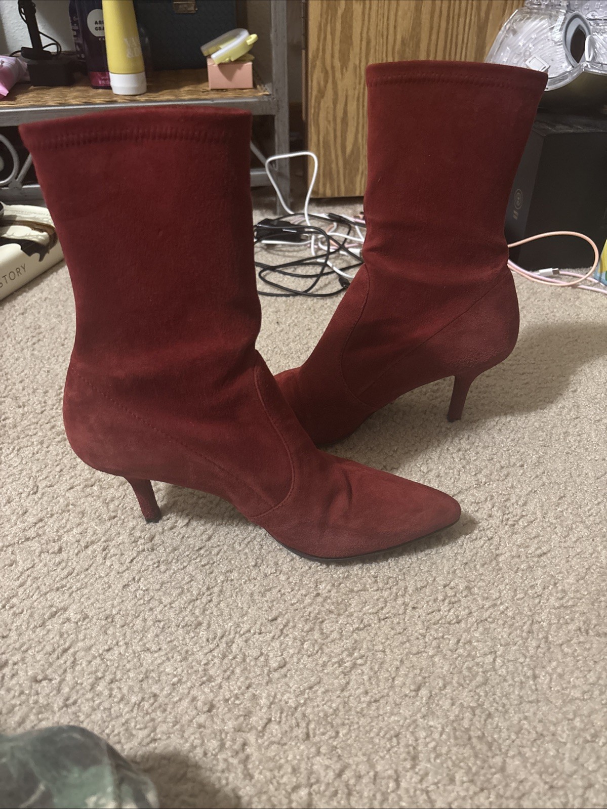 Stuart Weitzman Pointed Toe Ankle Boot Burgundy S… - image 3