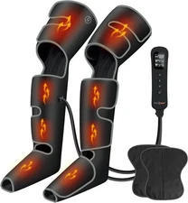SHINE WELL LEG MASSAGER WITH HEAT AND COMPRESSION, CIRCULATION, SW-077A - BLACK
