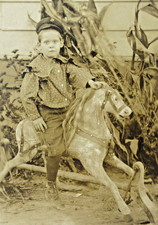 Cute Boy Rocking Horse Cabinet Photo Leslie George Wise Los Angeles CA 1905