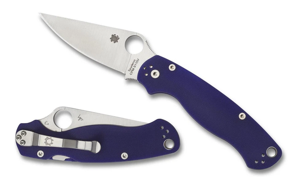 Cuchillo Plegable Spyderco Military 2 4" Borde Liso Azul Oscuro Mango G10 C36GPDBL2 Foto 3 de 4