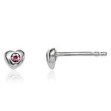 925 Sterling Silver Pink Preciosa Crystals Heart Stud Earrings