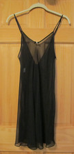 Fredericks of Hollywood Sheer Black Chemise Gown With Bows Size M