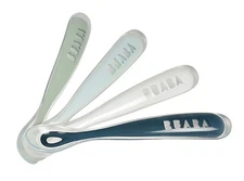 BEABA Baby's First Foods Spoon Set, 4 Pack Silicone Baby Spoons, Baby Essentia