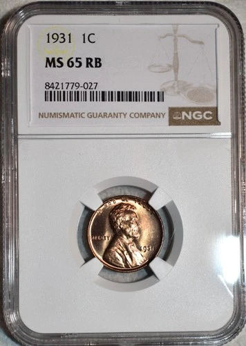 NGC MS-65 RB 1931-P Lincoln Cent, Razor-Sharp, Arguably Full-Red Gem!