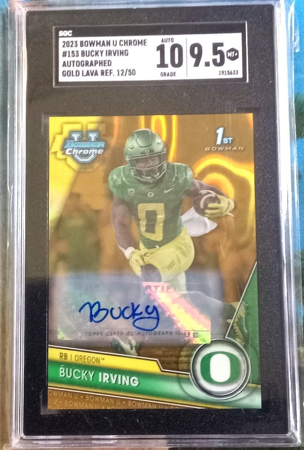 2023 Bowman U Chrome #153 Bucky Irving Auto Gold Lava - 12/50 - SGC 10|9.5 MINT+