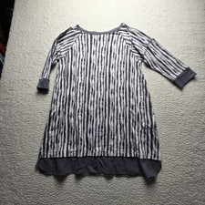 Simply Vera Vera Wang Dress Womens L Gray Striped 3/4 Sleeve Sweater Short