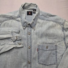 Vintage Levi's Red Tab Men's Blue Denim Cotton Button-Down Long Sleeve Shirt XL