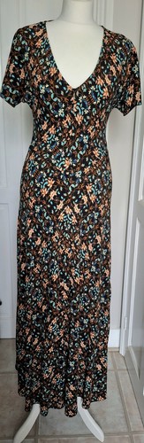 Roman Originals Size 8-10 Maxi Dress Multi Floral Fit & flare Black Blue Brown - Picture 2 of 10