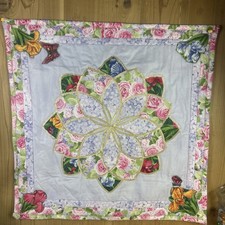 Quilted Wall Hanging Flower Garden Pastels 25 x24 Handmade