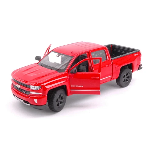 CHEVROLET SILVERADO DOUBLE CABINE PICK-UP 2017 RED 1:24-27 Welly Auto Stradali M - Immagine 3 di 4