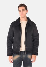 Giubbotto Uomo Invernale Con Pelliccia Sintetica Giaccone Montone Nero Slim Fit