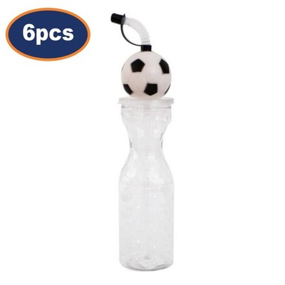 Fußball Trinkflasche 500ml Flexi Strohhalm 3D Deckel Kaltgetränke Handwäsche nur 6 Stück