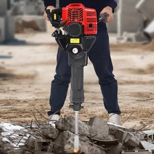 55J Gasoline Powered Demolition Jack Hammer Concrete Breaker w/ 2 Chisel Bits