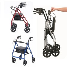 Mobility Walker Folding Lightweight Rollator Walker 4Wheel Walking Aid Aluminium