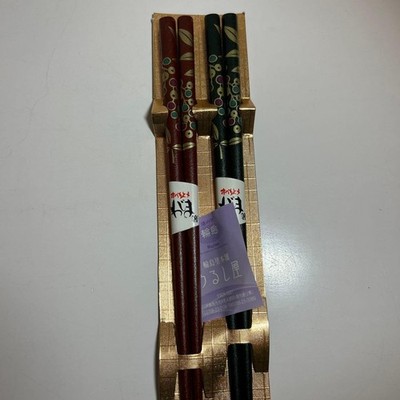 Wajima Lacquered Chopsticks Set 2 Pairs Red & Black Traditional Natural