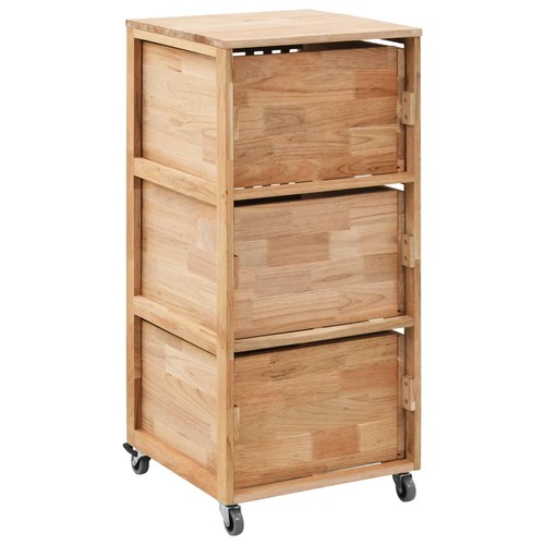 Walnut Wood Bathroom Cabinet with 3 Baskets & Mobile Castors – Free Postage - Picture 4 of 8