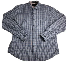 Signature Studio Button Up Shirt Men’s Medium M Blue White Plaid Long Sleeves