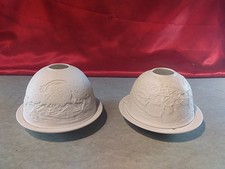 2 Alte Keramik Langerwehe Teelichthalter Winteridyll Morgenstern Schneemann(6262
