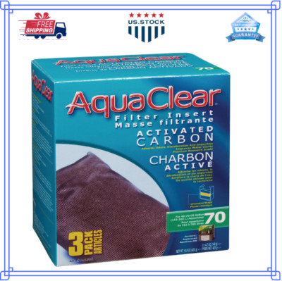 3-Pack Aqua Clear 70 Activated Carbon Inserts, Aquarium Filter Replacement Media