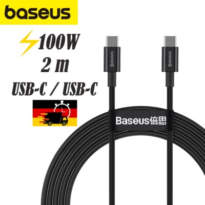 Kabel 100W USB-C für USB-C 2m Baseus Schnell Lade und Datenkabel Schwarz