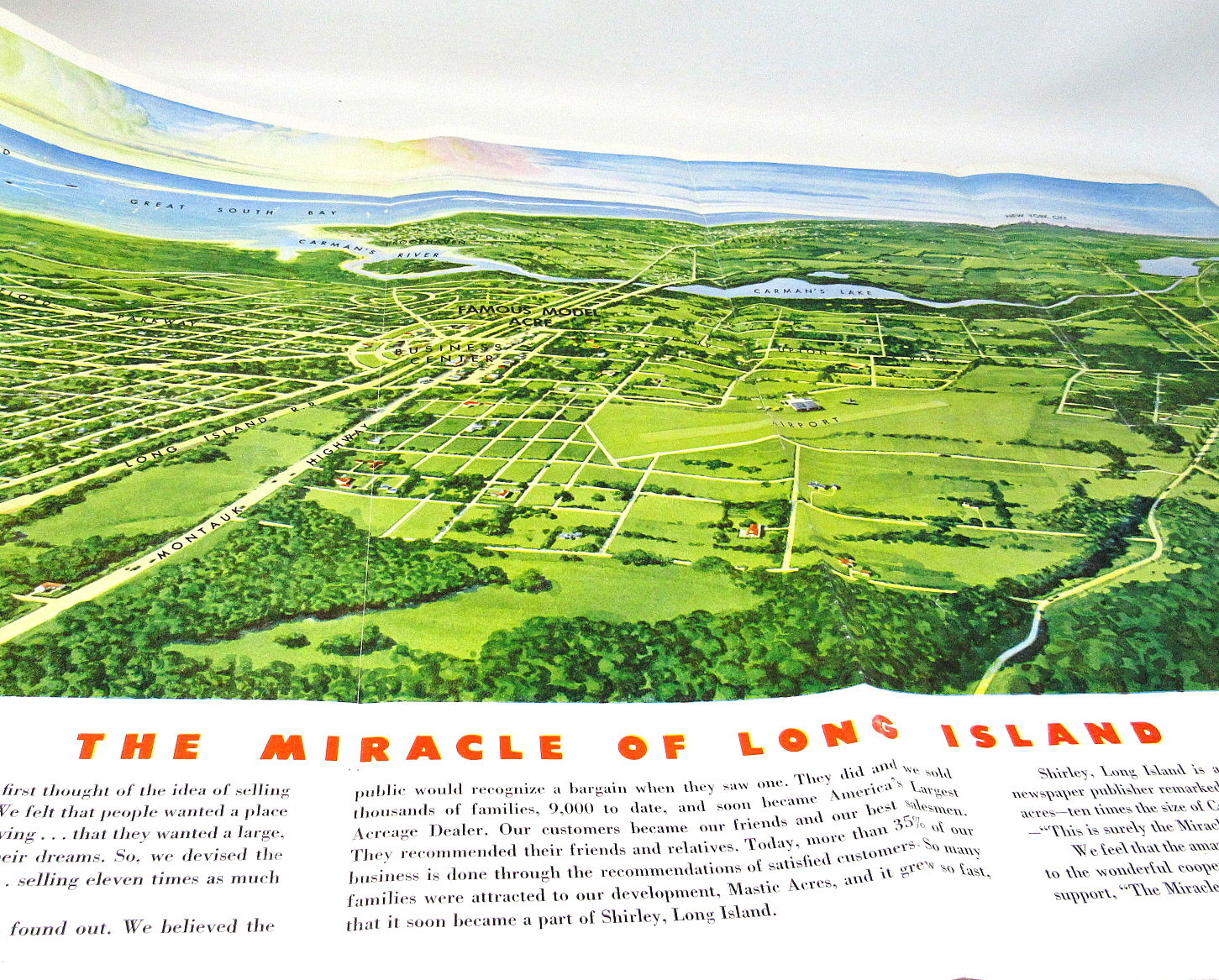 Mastic Acres Shirley Long Island New York Brochure 70+ yr Old Maps