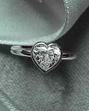 2Ct Heart Lab Created Diamond Solitaire Engagement Ring 14K White Gold Plated