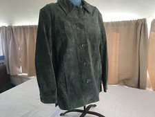 Cherokee Women’s Green Suede Leather Jacket Size Xl Olive