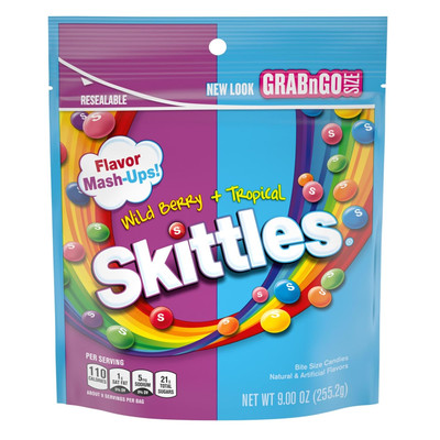 SKITTLES Wild Berry & Tropical Mash up Summer Chewy Candy, Grab N Go, 9 Oz Resea