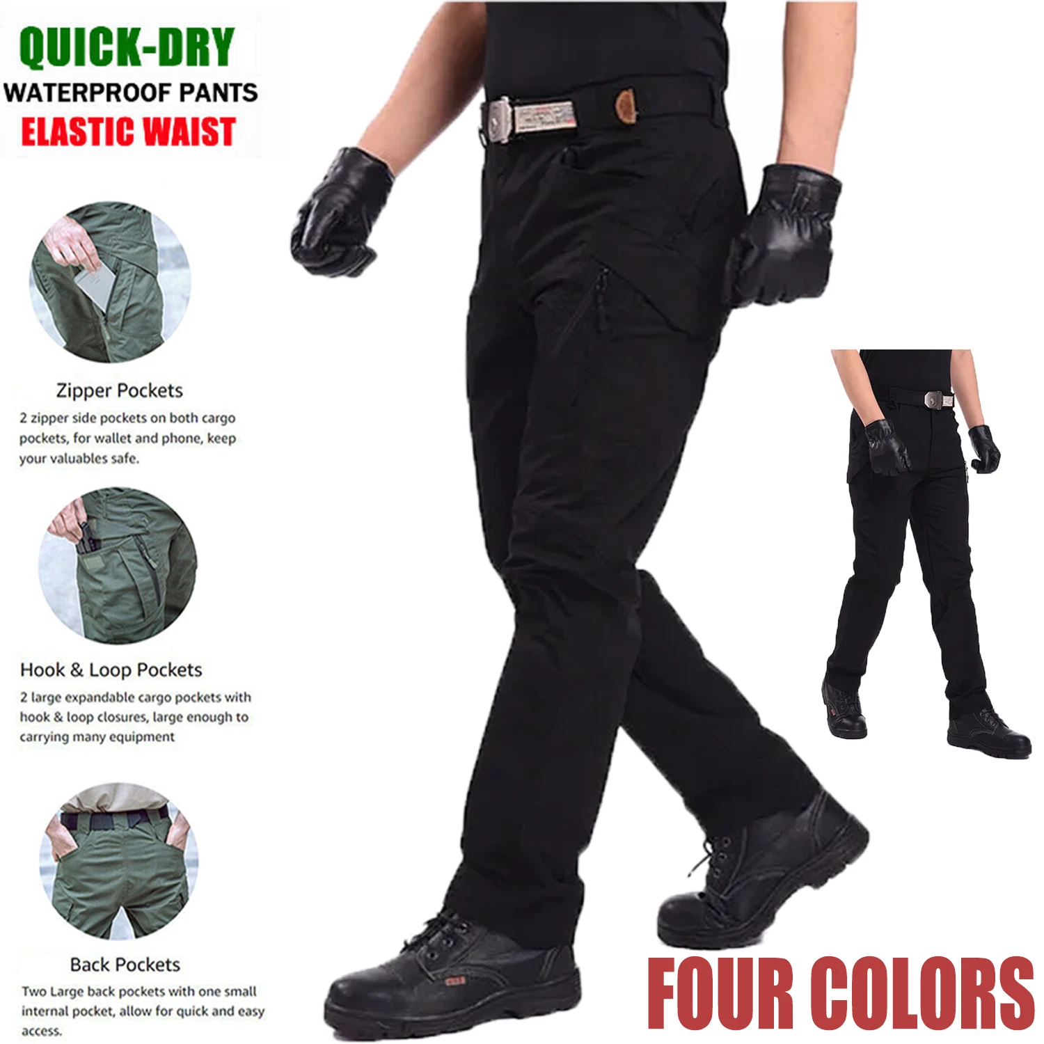 Tactical Cargo Mens Pants Work Pants Combat Outdoor Waterproof Hiking Trousers