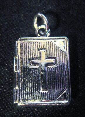 SMALL SILVER RHODIUM BIBLE LOCKET WITH CROSS | eBay