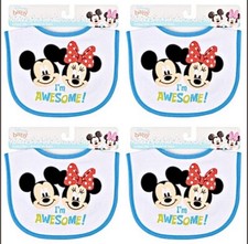 Disney baby Mickey Mouse Minnie Mouse Infant Bibs 4 Pack New In Package