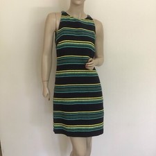 Vineyard Vines Blue Green Deep Bay Embroidered Stripes Shift Sleeveless Dress 2