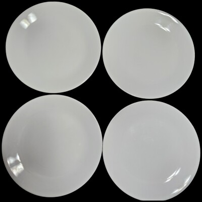 4 Corning Corelle Winter Frost Solid White 10.25'' Dinner Plates READ