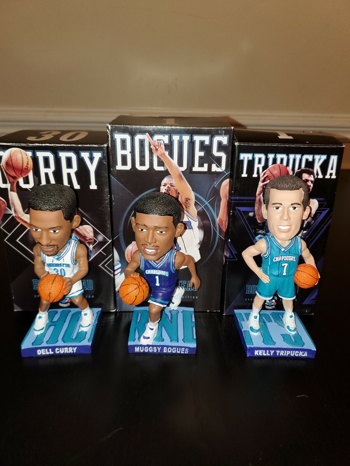 Charlotte Hornets Bobblehead Set Muggsy Bogues, Kelly Tripucka, Dell ...