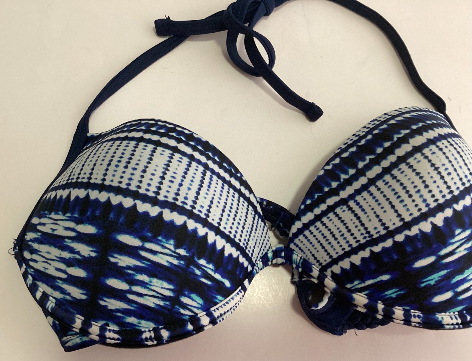 Ambrielle bikini women small blue underwire push up halter bikini top