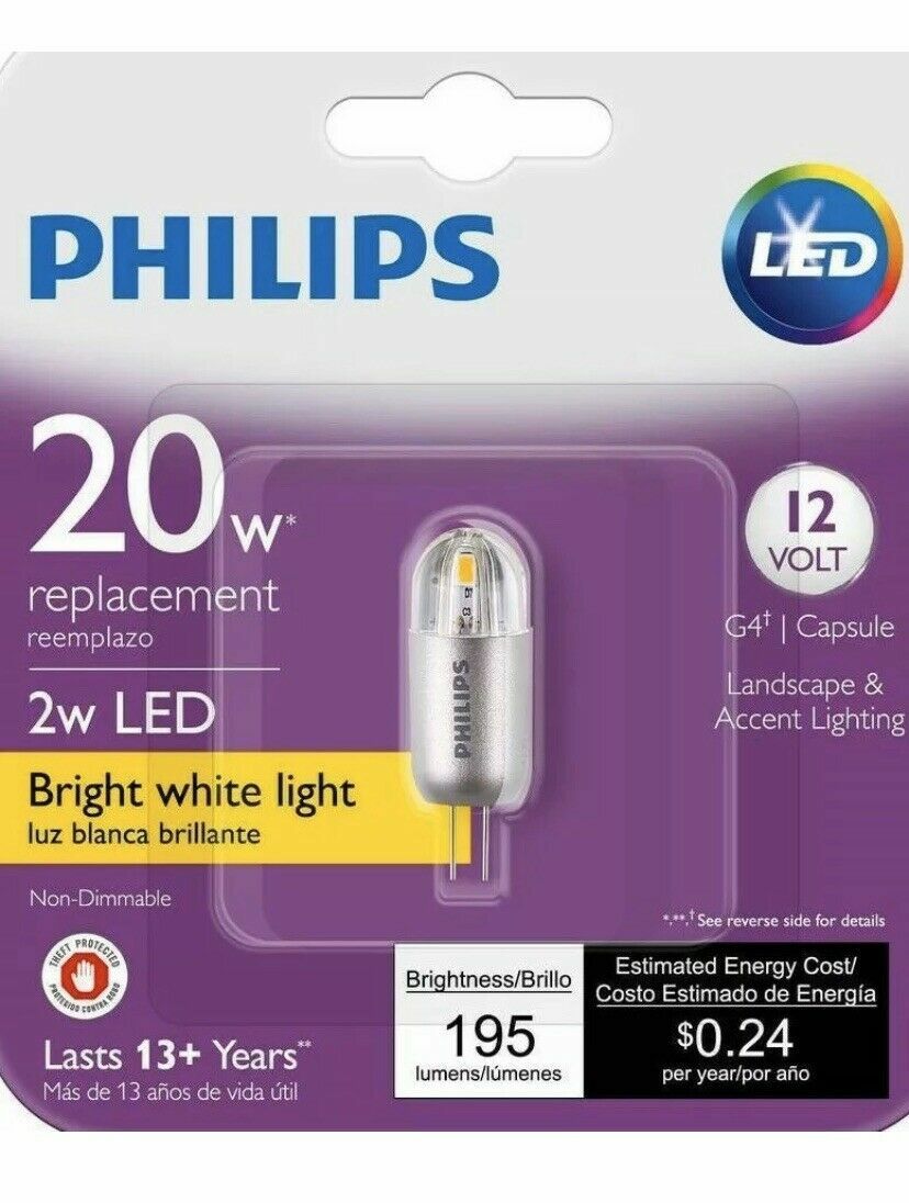 PHILIPS 2w LED equal 20W 12v G4 landscape accent BRIGHT WHITE