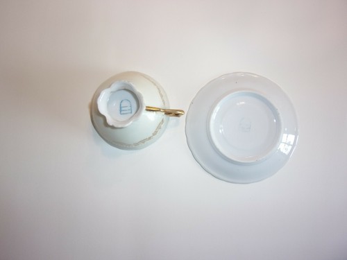 TAZA DE COLECCIÓN DE PORCELANA MOCA TAZA DE CUBIERTA HECHA A MANO - MARCA DE CESTA DE ABEJA VIENA - Imagen 2 de 12