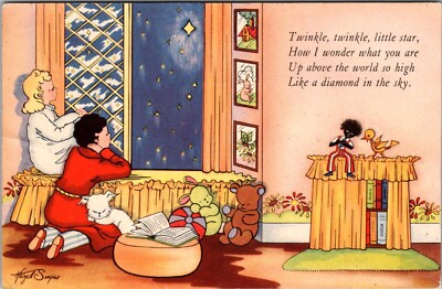 Twinkle Twinkle Little Star Signed Hazel Simper Vintage Postcard W49