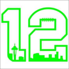 Seattle Seahawks 12 with Cityscape ALT Vinyl Decal / Sticker 2(TWO) Pack