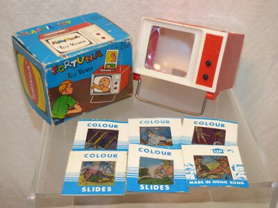 Vintage FORTUNA TELE VIEWER w 6 Slides Novelty Toy in Original Box Space Western