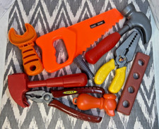 Toy Workshop Tools Hammer, Saw, Screw, Pliers, Wrench 9 Piece lot