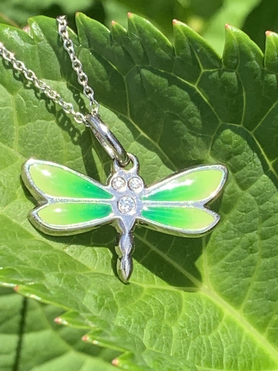Tiffany & Co 18K Diamond Green Enamel Dragonfly Charm