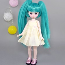 Fashion Straight with 2 Ponytail Hair BJD Doll 1/6 Mini Girls Dress Assembled